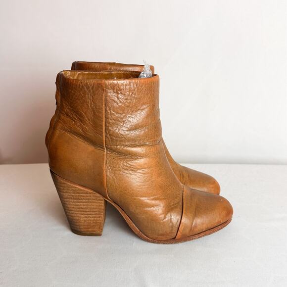 RAG & BONE Newbury Leather Bootie in Cognac Tan Sz. 38.5 - Picture 2 of 8